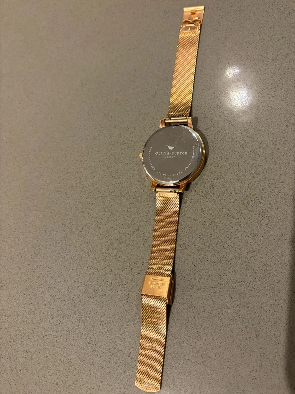OLIVIA BURTON Rose Gold Mesh Strap Watch with White Dial